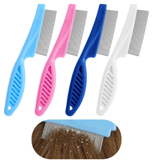 4Pcs Dandruff Comb, Stainless Steel Scalp Comb Multi-Color