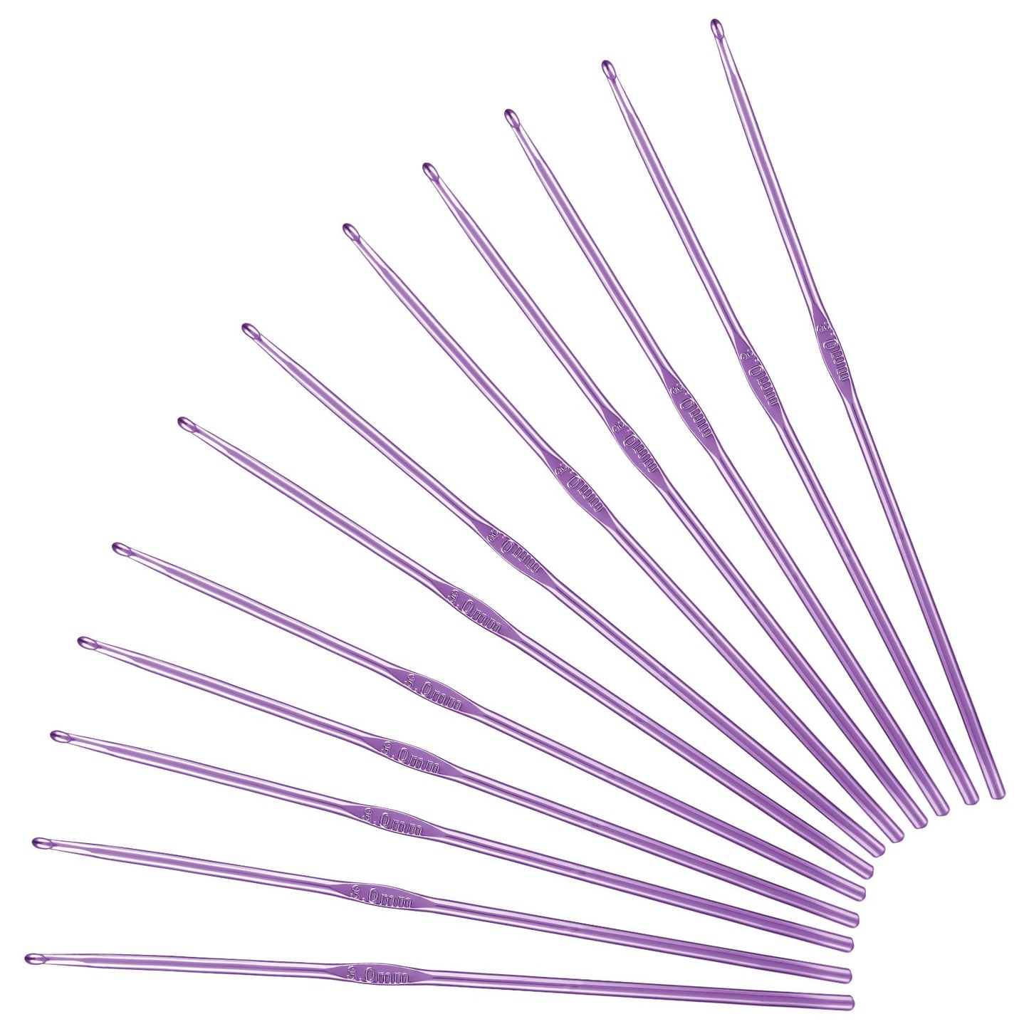 Oruola 12pcs 3mm Aluminum Crochet Hooks,Crochet Hook for Arthritic Hands,Ergonomic Crochet Hook,Knitting Needles for DIY Yarn Craft,Smooth Crochet Needles,Gifts for Crochet Beginners(Purple)