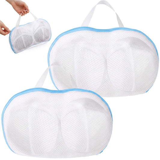 Elegaperma 2 Pcs Bra Holder for Washing Machine, Premium Bra Washing Protector, Compact Lingerie Storage for Travel Underwear Organizer Bag with Portable Handle