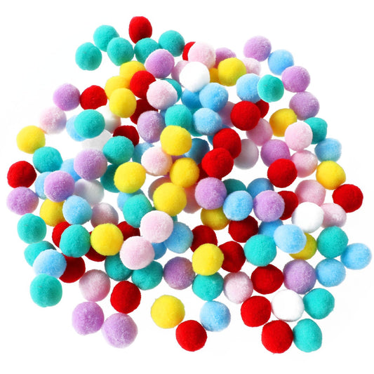 Oruola 100Pcs Pom Poms for Crafts,Multicolor Bulk Pom Poms,Soft and Fluffy Craft Pom Poms,Colored Pom Pom Balls,0.8 in Pom Poms for Kid DIY Art Creative Crafts Decorations,Cat's Favorite Toys