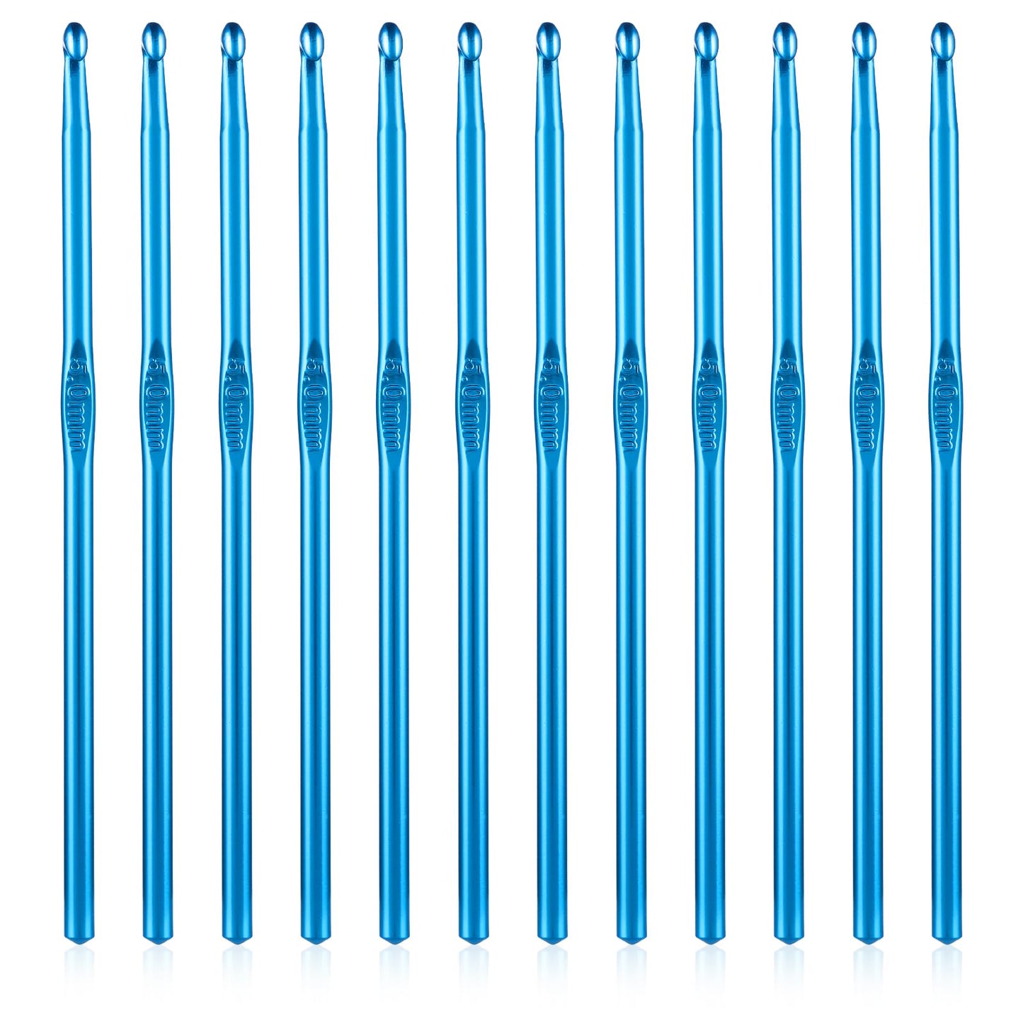 Oruola 12pcs 5mm Aluminum Crochet Hooks, US Size H (Size 8) Crochet Hook for DIY Craft,Aluminum Knitting Needles Craft Yarn,Crochet Needles for Knitting Scarf,Great Gift for Crochet Beginners(Blue)