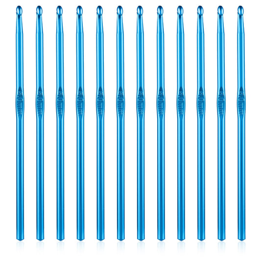 Oruola 12pcs 5mm Aluminum Crochet Hooks, US Size H (Size 8) Crochet Hook for DIY Craft,Aluminum Knitting Needles Craft Yarn,Crochet Needles for Knitting Scarf,Great Gift for Crochet Beginners(Blue)
