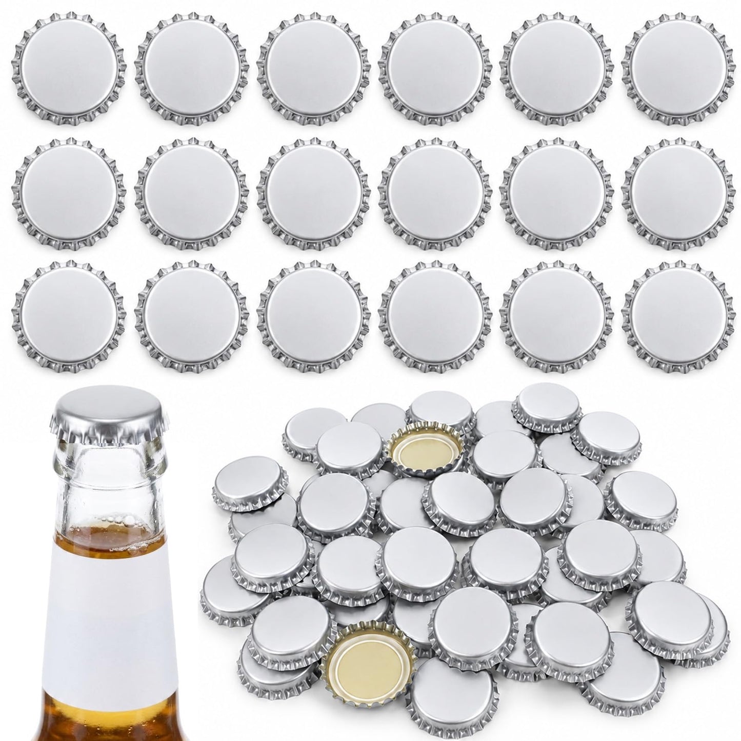 Elegaperma 105Pcs Metal Bottle Caps,Iron Bottle Cap with PE Sealing Ggasket