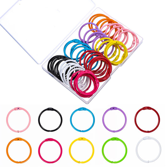 Oruola 50pcs Paper Rings,Binder Rings,Office Metal Book Rings,Binder Rings 1 Inch for Flash Cards,Colorful Metal Rings for Index Cards,Notebook Rings Paper Rings for Home Office School, 10Colors