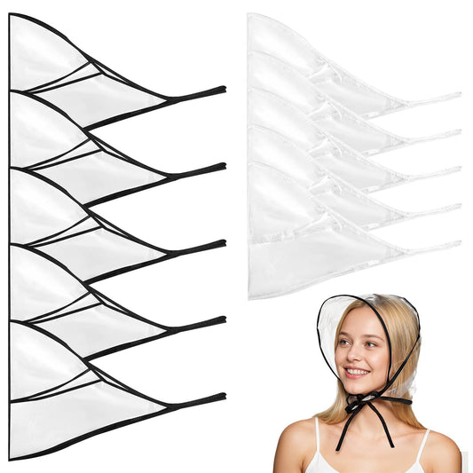 Elegaperma 10 Pcs Rain Bonnet for Women with Visor - Rain Scarf Waterproof Women, Clear Plastic Reusable Rains Hats (Extra Thick)