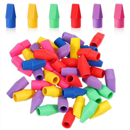Oruola 50pcs Pencil Top Erasers,Eraser Caps for Pencils,Pencil Top Erasers Cap Erasers,Pencil Erasers Toppers,Cap Erasers for Pencils,Cap Erasers for School,Office,Classroom(Multicolor)