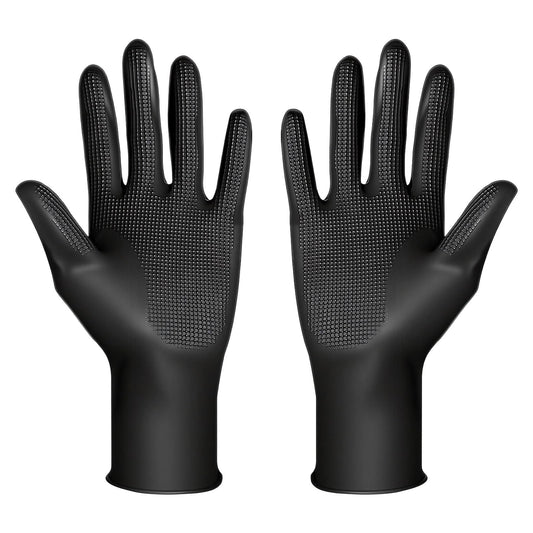 Elegaperma 2 Pair Salon Gloves, Reusable Gloves for Hair Coloring and Hair-Drying With Anti-Slip Granules for Hair Coloring & Cleaning, Black