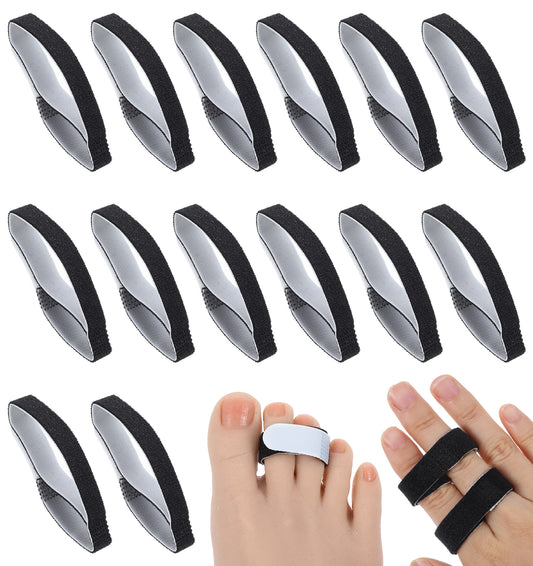 Thrymme 14 Pcs Finger Splints, Finger Splints for Broken Fingers and Toes, Adjustable Support for Fingers Splint, Washable and Reusable (Black)