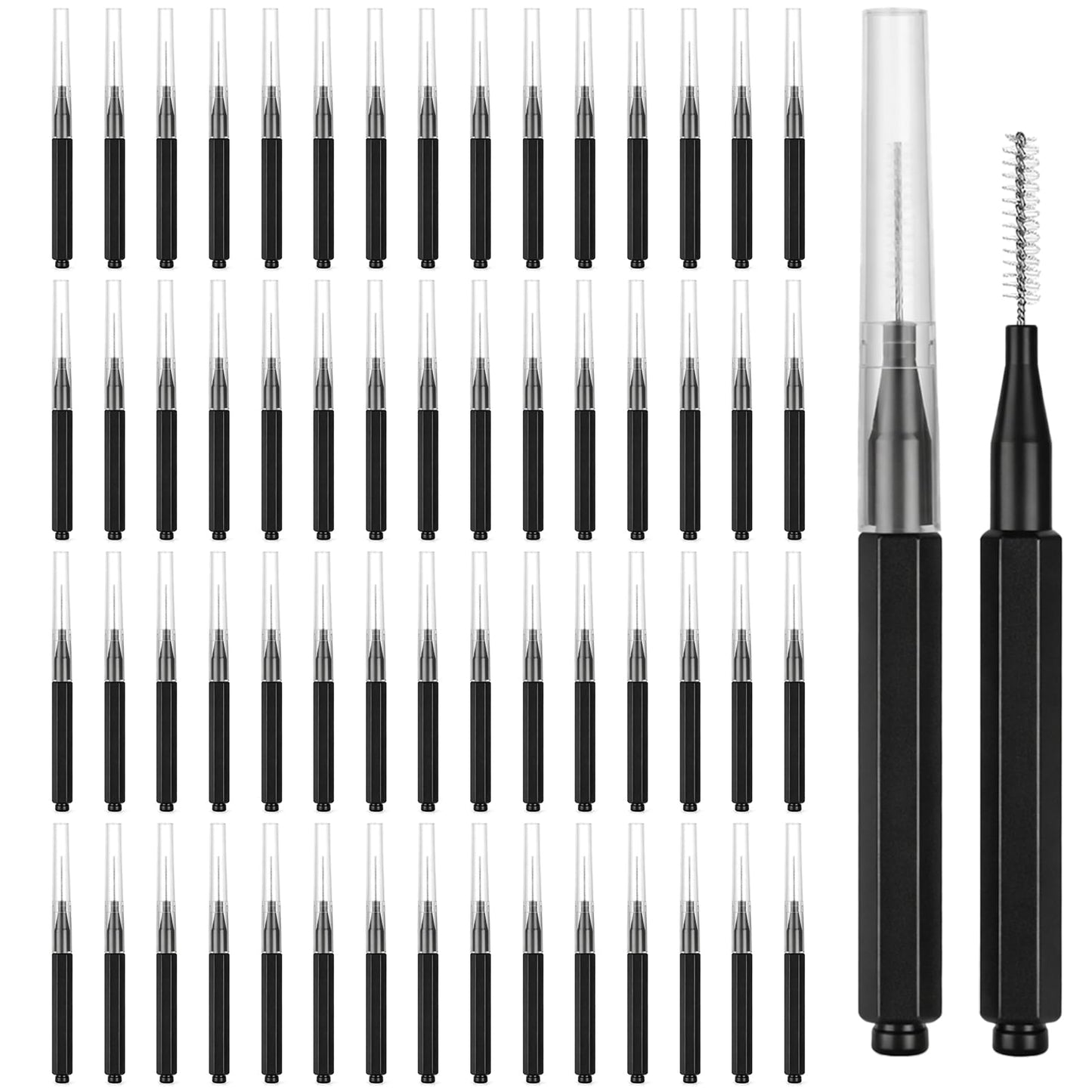 Guduling 60pcs Brow Lamination Brush Micro Eyebrow Brush with Cap, Micro Spoolies for Brow Eyelash Brushes Lash Filler & Lift and Tint Tools for Brows and Lashes Comb Extensions