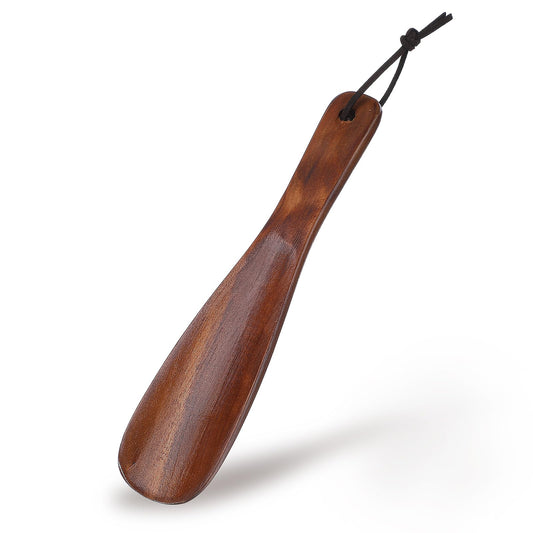 Elegaperma 1pcs Shoe Horn Wood,Wooden Shoe Horn,7.56 Inches Short Handle Retro Wood Shoehorn for Men Women Kids with Leather Lanyard,Shoes Stick Helper for for Seniors Pregnancy,Brown