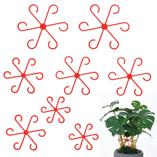 Guduling 8 Pcs Stem Supports for Indoor Plants,4 Sizes Plant Stem Supports,Reusable Flower Trellis Stems Stakes for Garden, Plant Growth Care Accessories Indoor for Different Plantfor(Red)