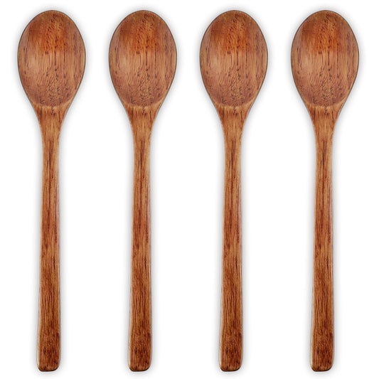 Oruola 4pcs Wood Spoons for Eating,23.5 X 4.5 CM Wooden Spoon for Honey,Wood Utensils Set,Wooden Cooking Spoons for Cooking Serving Mixing,Tea Coffee Jam Sugar Ice Cream and Bath Salts Wood Spoon