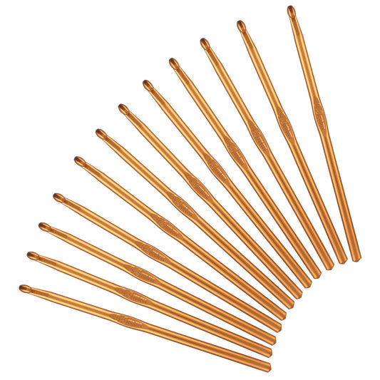 Oruola 12pcs 5.5mm Aluminum Crochet Hook,Size I (Size 9) Crochet Hooks,Knitting Needles for DIY Craft Yarn,Crochet Hook Bulk 9 for Knitting Scarf,Great Gift for Crochet Beginners(Orange)