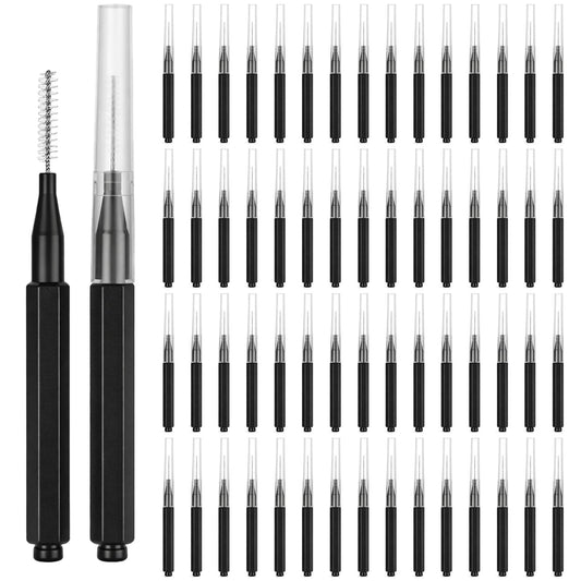 Elegaperma 60pcs Brow Lamination Brush, Micro Brushes for Lashes With Cap