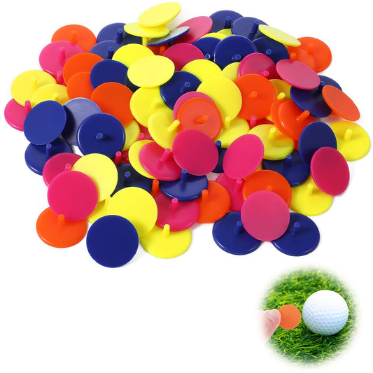 oruola 100pcs Golf Ball Markers,Golf Ball Markers for Putting Green,Multicolor Plastic 24mm Flat Round Golf Mark Accessories for Men Women Golfer