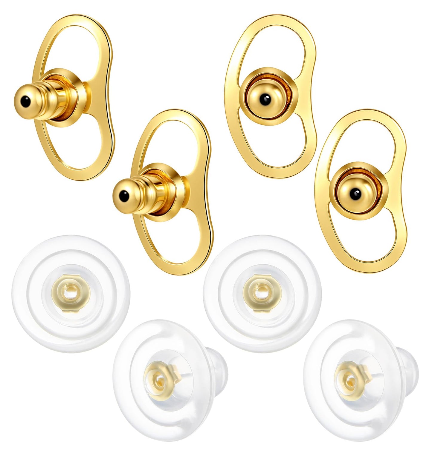Thrymme 8 Pcs Earring Backs for Droopy Ears, Earring Lifters Backs Replacements for Studs, Zinc Alloy & Copper Earrings Back (Gold, 13.5 cm)