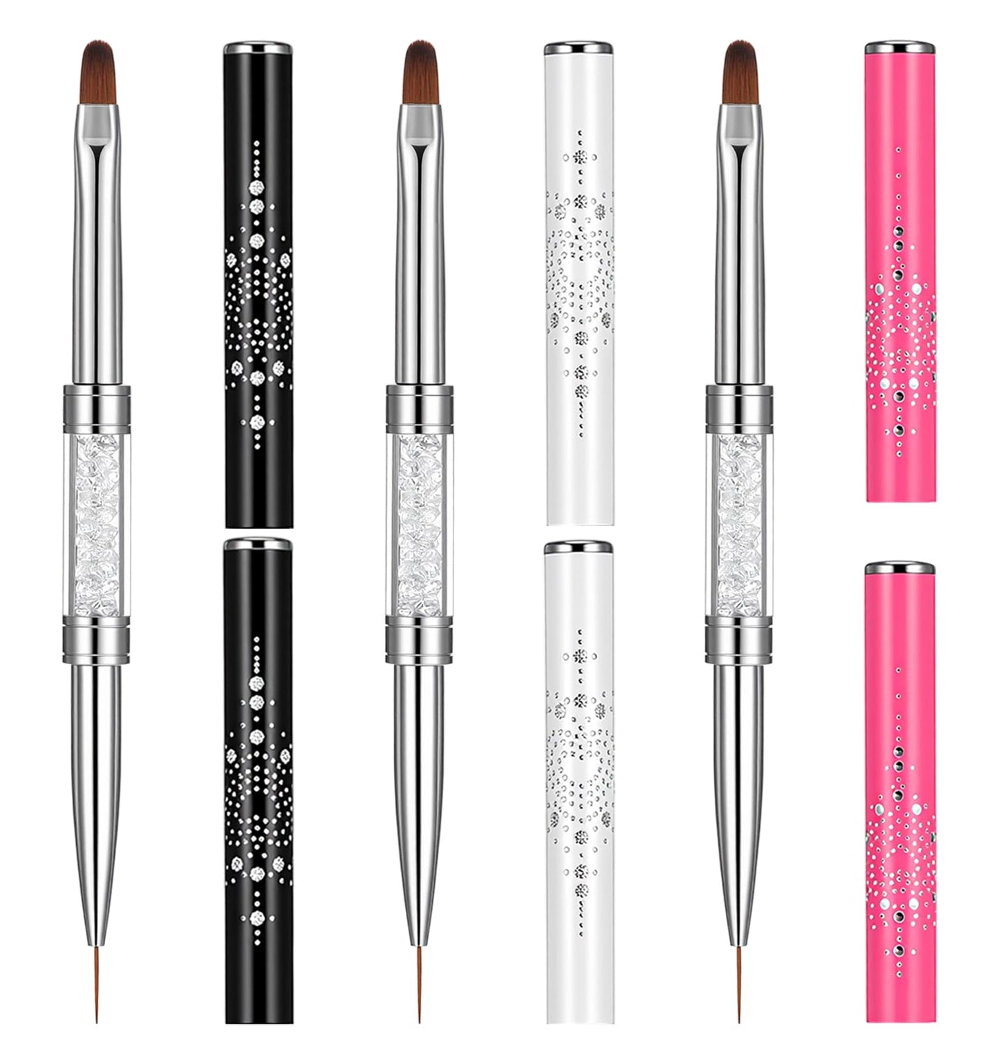 3 Pcs Builder Gel Brushes, Dual-Ended Nail Gel Builder Brush