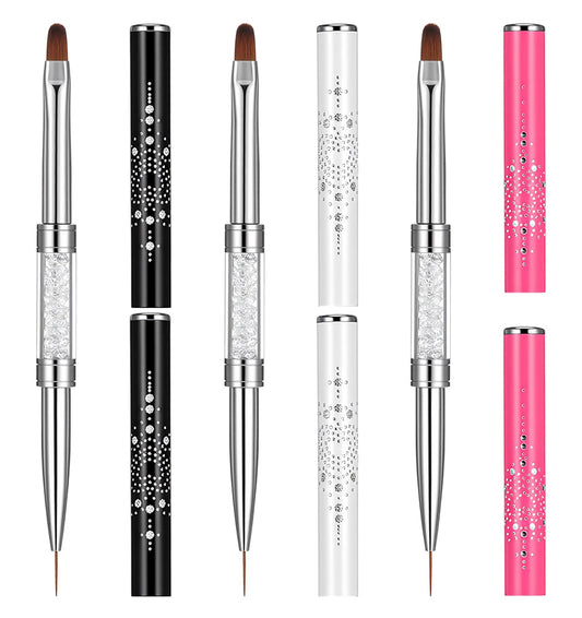 3 Pcs Builder Gel Brushes, Dual-Ended Nail Gel Builder Brush