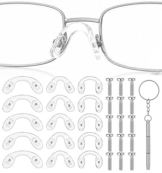 15 Pairs Nose Bridge for Glasses, Silicone Screw in Nose Pads for Glasses