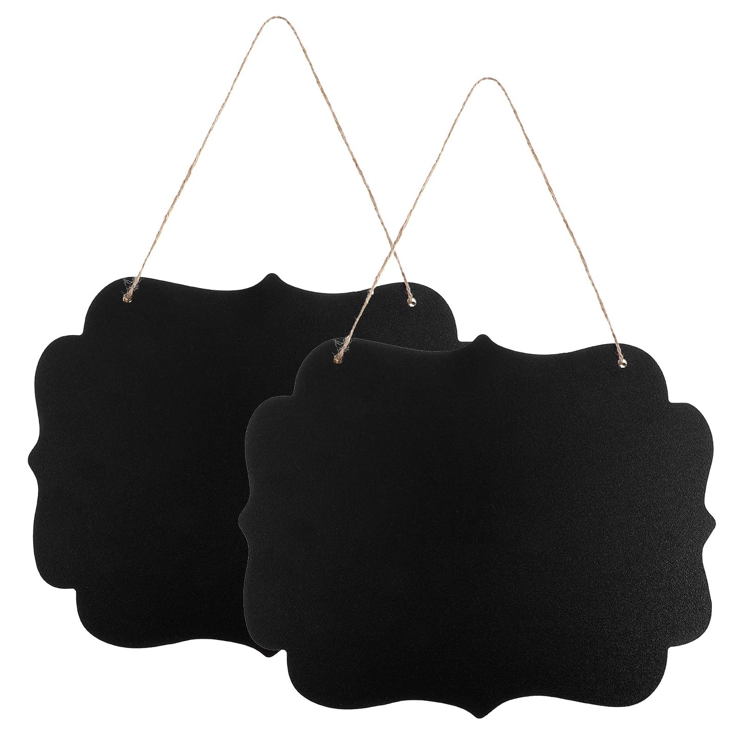 2 Pcs Hanging Chalkboard Sign, Double Sided Memo Message Board with Hanging String for Home Kitchen Wedding Party Decoration (Black, 9.84 x 7.87 Inch)