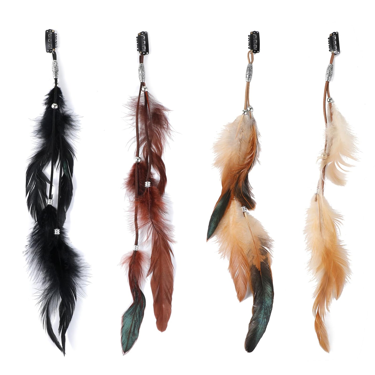 Elegaperma 4Pcs Feather Hair Clip, Boho Hair Accessories Feather Clips