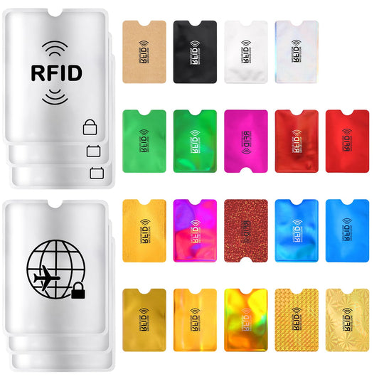 oruola 25pcs RFID Card Holder,Colorful RFID Blocking Card Sleeves,19 Credit Card Protector and 6 RFID Passport Holder,RFID Sleeves for Credit Cards,RFID Identity Card Protector for Women Men