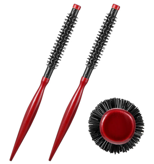 1/2 Inch Round Brush, 2 Pcs 1/2 Inch Mini Roll Brush for Blow Drying, Makeup, Travel Home, Thin Round Brush, Curling Hair Brush with Nylon Bristle for Women's Hair Styling & Men's Beard