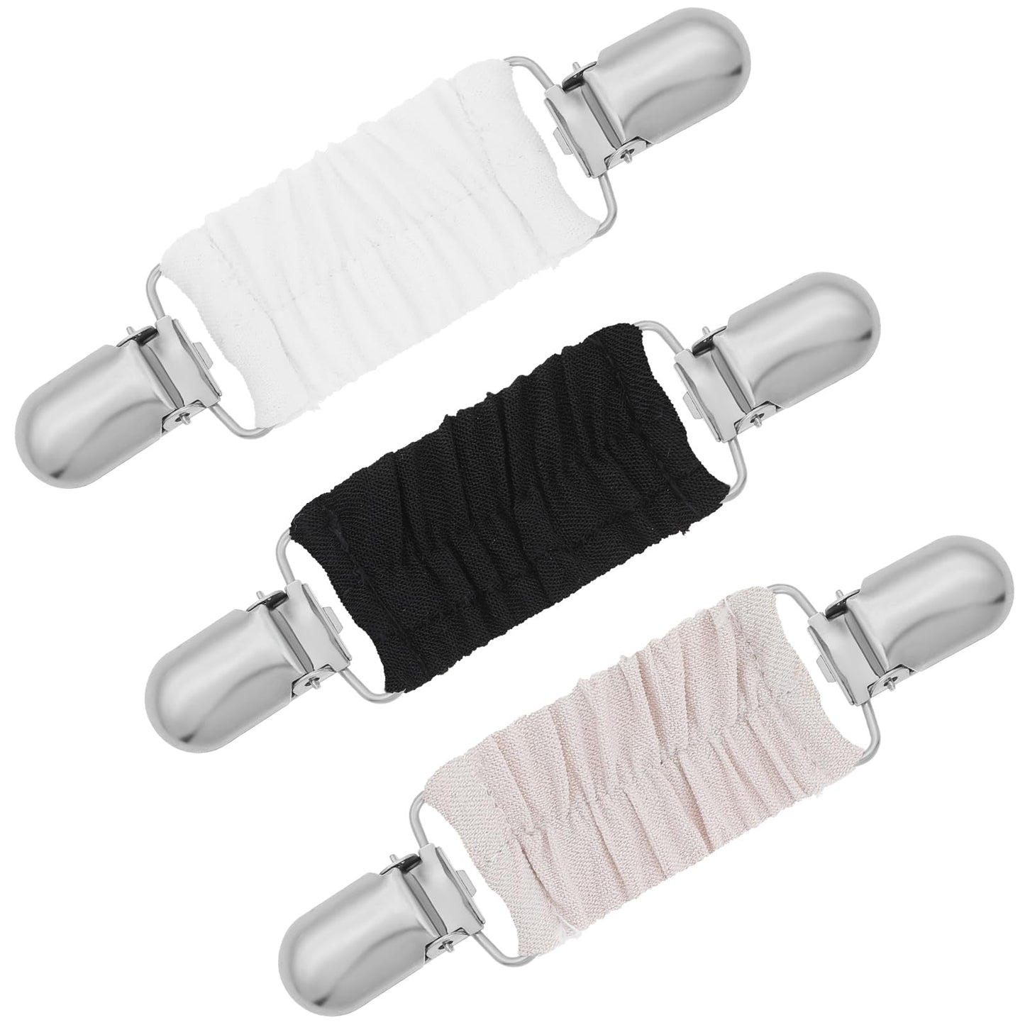 Cinch Clips, 3pcs Vintage Dress Clips Back Cinch Clothes Clips Retro Design Non-Slip Grip Adjustable Fastener for Women’s Sweaters Shawls Dresses Cardigans in Black White, and Grey