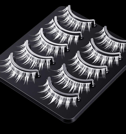 5 Pair White Eyelashes, White Lashes Anime Lashes - Spiky for Cosplay Party
