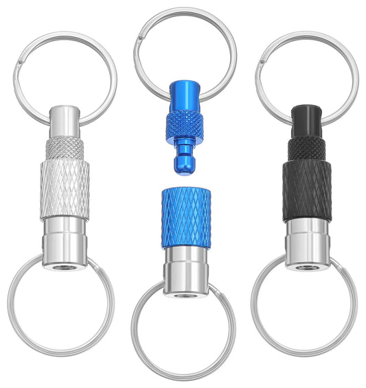 ValueBargain Quick Release Keyring, 3 Pcs Quick Disconnect Keychain, Detachable Pull Apart Key Ring for Men, Women, Keys, Car Purse Bag (3 Colors)