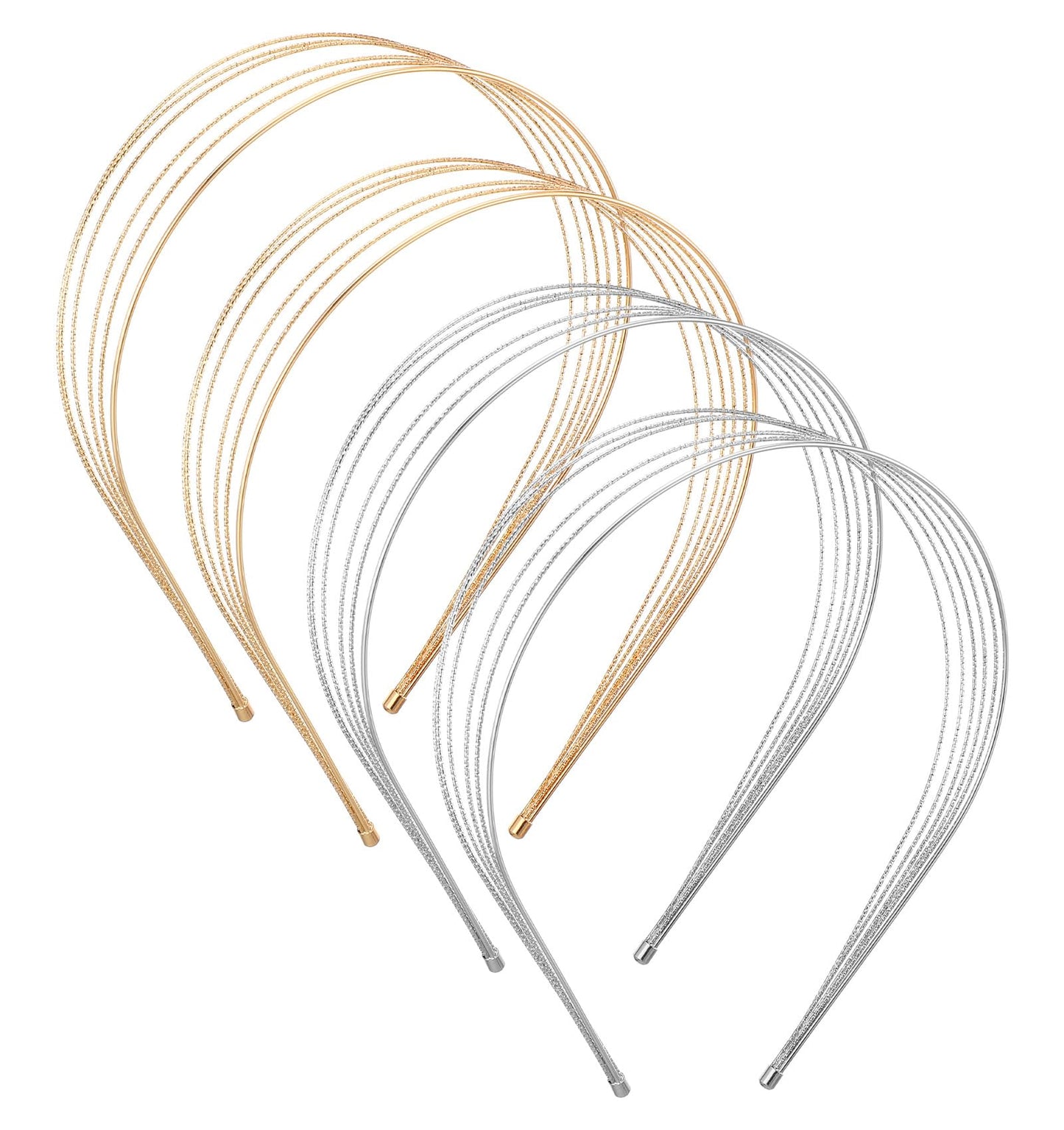 Gold Headb, 4 Pack Stylish Gold and Silver Multi Layers Metal Headbands for Women and Girls, Thin Layered Design for Chic Hairstyling, Suitable for Everyday and Formal Use