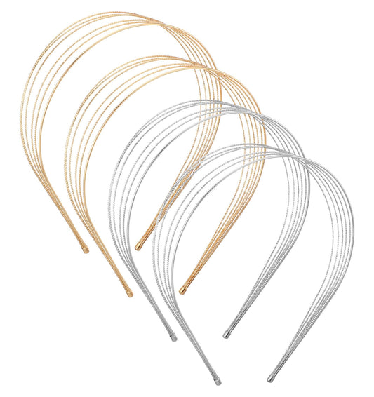 Gold Headb, 4 Pack Stylish Gold and Silver Multi Layers Metal Headbands for Women and Girls, Thin Layered Design for Chic Hairstyling, Suitable for Everyday and Formal Use