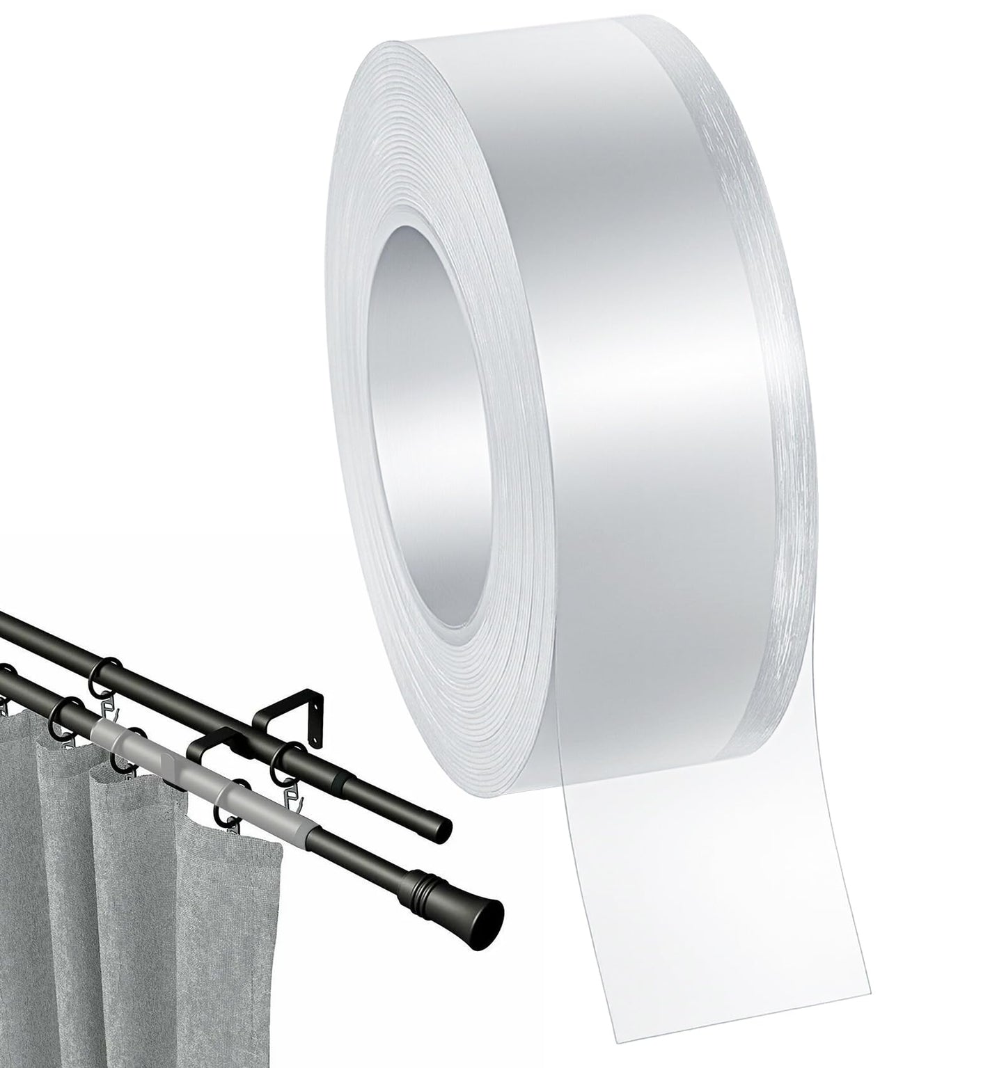 ValueBargain Curtain Rod Tape, Curtain Glide Tape Curtain Rod Slide
