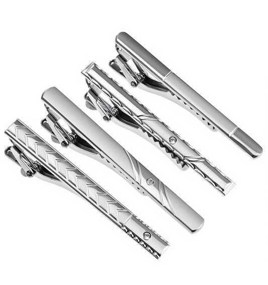 4 Pcs Tie Clips for Men, Tie Clasps for Men