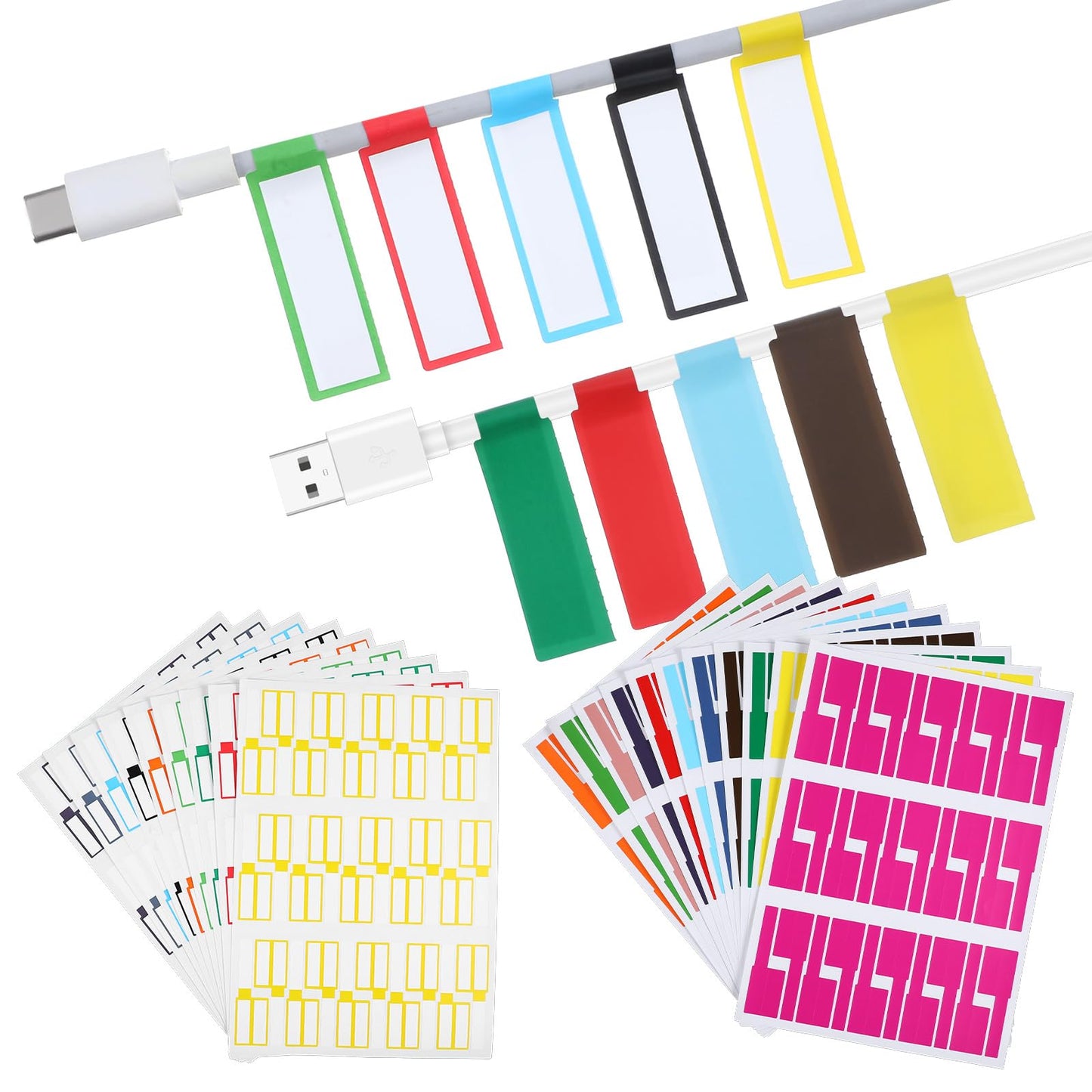 Guduling Pack of 600 Cable Labels, Cable Labels, Small, Cable Labelling, Waterproof, Tear-Resistant Cable Labels for Cable and Line Marking, Clear Separation of Wires, Multicoloured