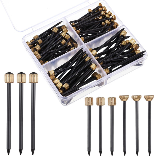 Oruola Picture Pins, 150pcs Nails for Hanging Pictures, Picture Hanging Nails with Brass Head, Durable Picture Nails for Walls, Wall Nails for Hanging Pictures, Black Decorative Pins with Storage Box