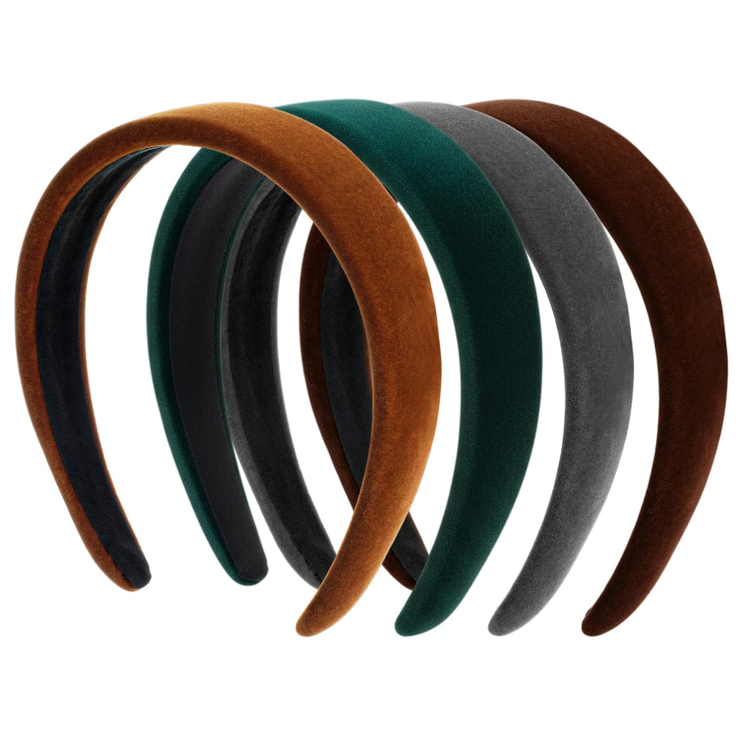 Elegaperma 4Pcs Satin Headband, Thick Headband, Velvet Headbands Set with Soft Padded Design in 4 Earth Tone Colors for Women Daily Use and Fashion Styling