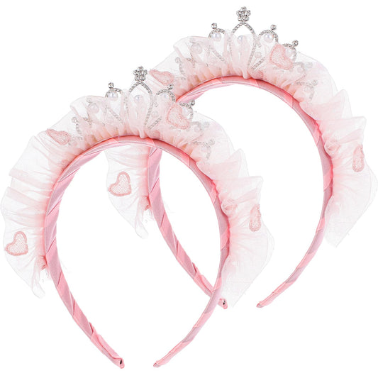 Classicseali 2pcs Kids Tiara,Cute Tulle Toddler Crown, Glitter Pearl Toddlers Princess Crowns,for Girls Birthday,Christmas Costumes, Halloween Costume Hair Accessories, Pink
