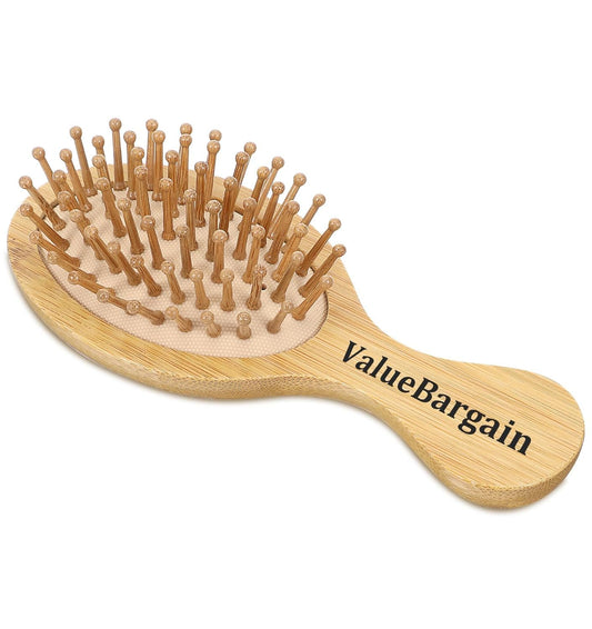 ValueBargain Wood Hair Brush for Travel, Women Men Kids All Hair Types