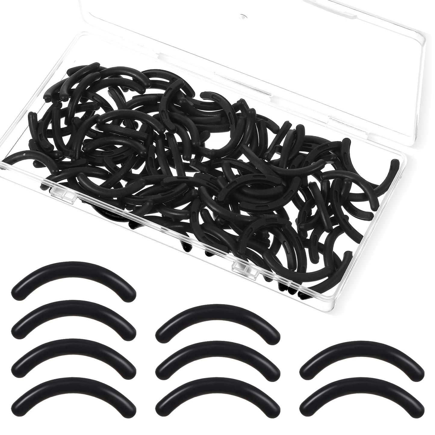 Classicseali Pack of 120 Eyelash Curler Refill Silicone, Eyelash Curler Rubber, Replacement Rubber Eyelash Curler, Universal Silicone Eyelash Curlers with Storage Box for Replace Eyelash Curlers (3.3