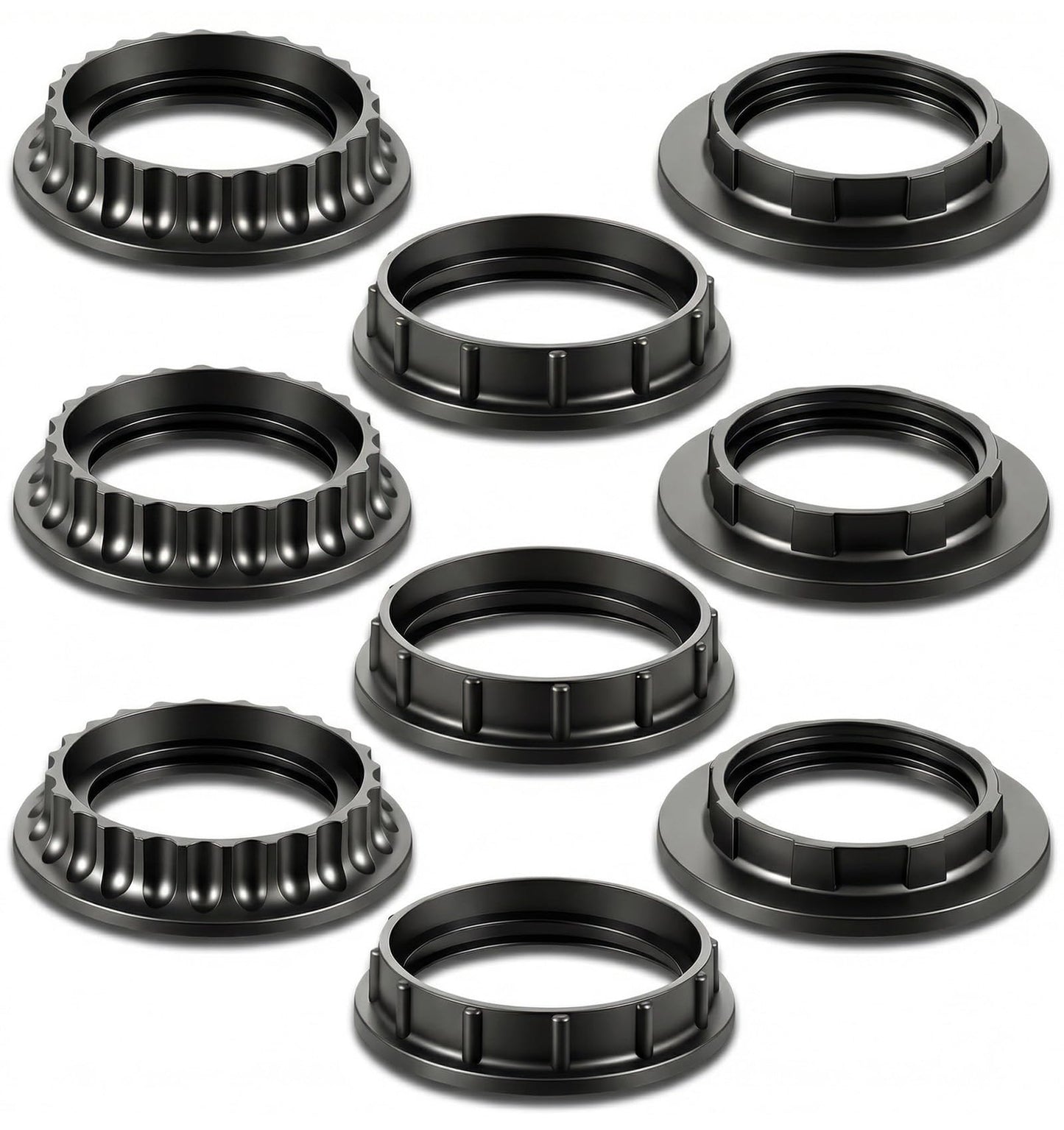 12 Pcs Light Shade Adapter Ring Set, E12/E14/E26 Black Plastic Lampshade Fittings for Table Lamps & Ceiling Lights