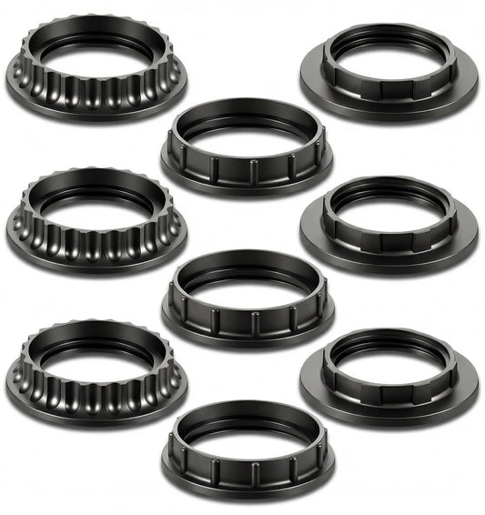 12 Pcs Light Shade Adapter Ring Set, E12/E14/E26 Black Plastic Lampshade Fittings for Table Lamps & Ceiling Lights