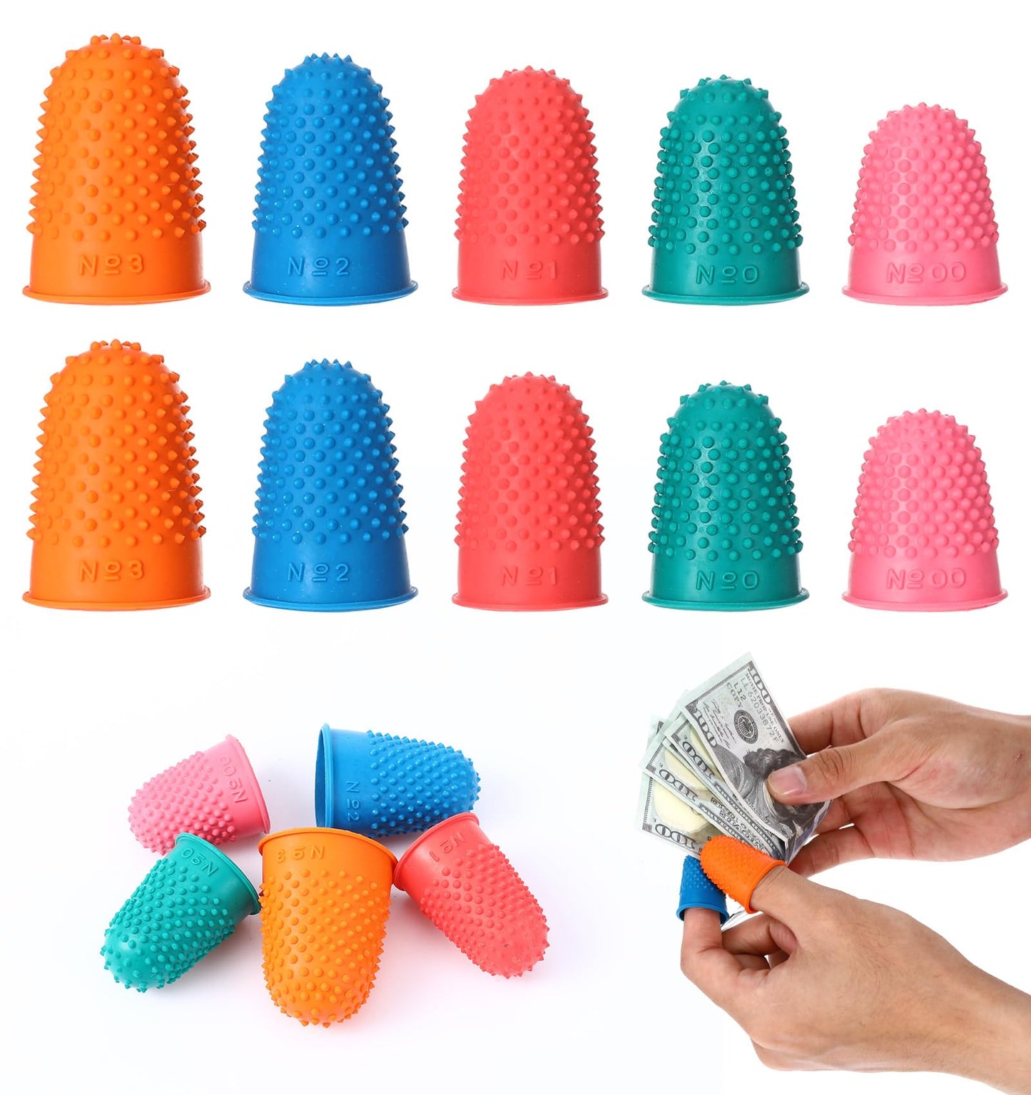 10 Pcs Rubber Thimbles, Non-Slip Rubber Finger Covers for Sorting Papers