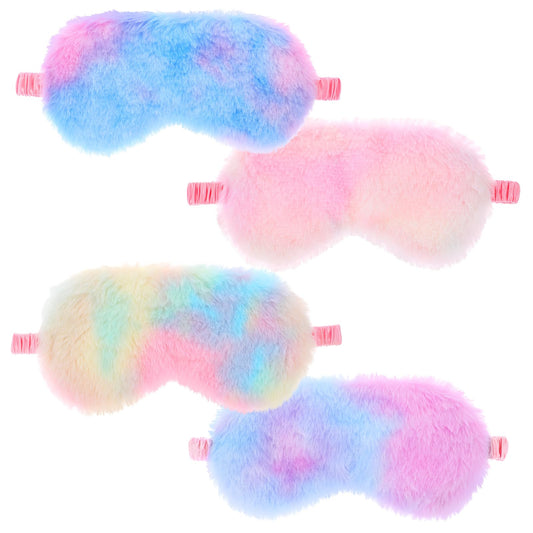 Guduling 4 PCS Plush Eye Sleep Mask,Girls Sleep Mask,Kids Sleeps Masks Girls for Travel,Night Sleeping or Nap,Party,Sleeps Masks for Kids Men Women,Comfortable Rainbow Plush Eyemask
