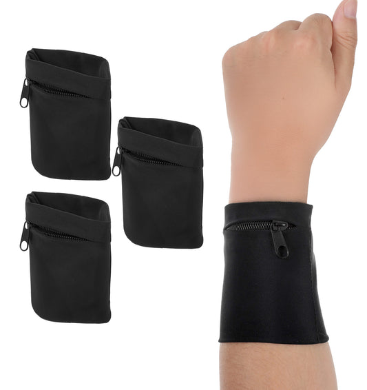 ValueBargain 3 Pcs Wrist Wallet, Wrist Bands with Zipper Key Card Holder