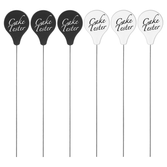 Oruola 6 pcs Cake Tester,Stainless Steel Cake Tester Baking Skewer, Reusable Cakes Tester Baking Skewer with Cover, Baking Essential is a Good Helper in The Kitchen (Black + White)