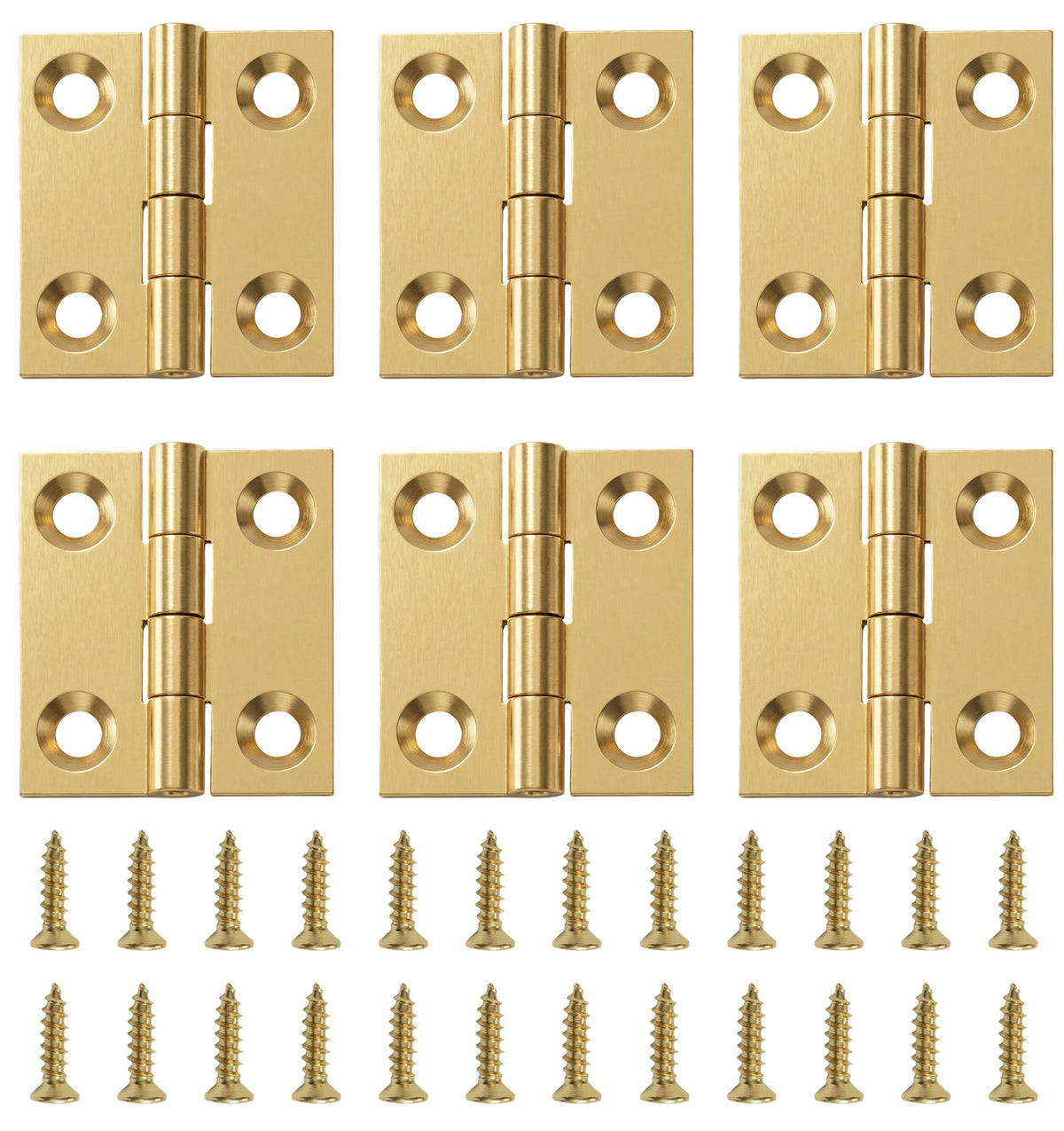 6 Pcs Small Brass Hinges, 1 Inch Rustproof Small Hinges for Wooden Box
