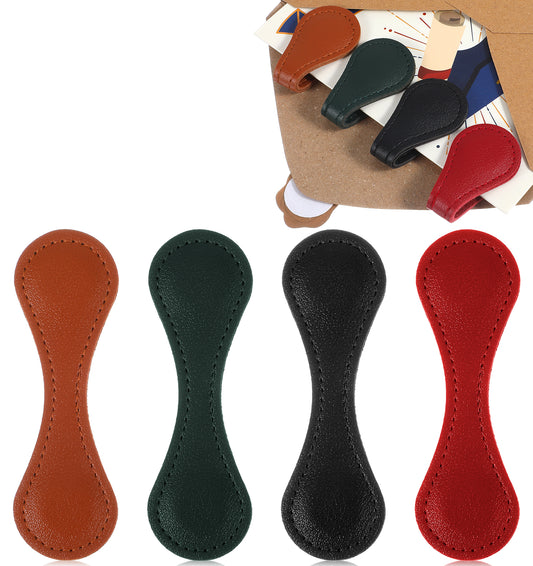 4 Pcs Leather Bookmarks, Vintage Faux Leather Magnetic Book Marks for Men Page Markers Double-Sided Strong Hold, Personalised Magnetic Bookmarks Ideal Gift for Book Lovers Men & Women, Vintage Design