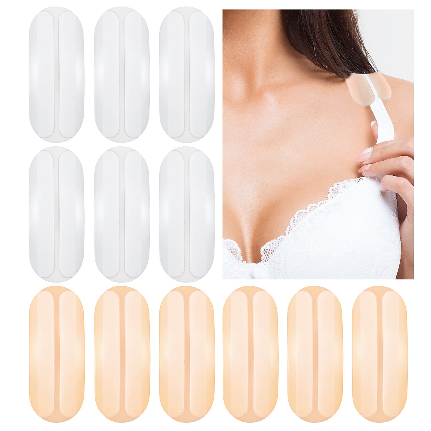 guduling 6 Pairs Bra Strap Holder,Bra Strap Holders For Slipping,Waist Straps Cushions,Silicone Brastrap Holders Non Slip for Shoulders to Relieve Fatigue and Discomfort,Shoulder Protectors