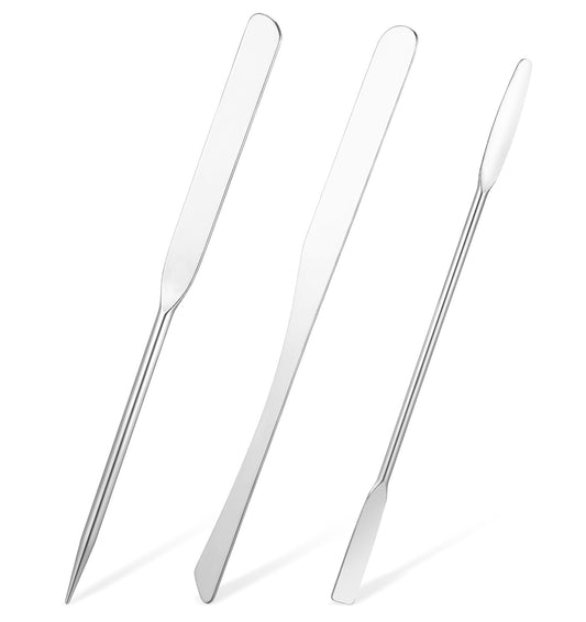 Makeup Spatula, 3 Pcs Stainless Steel Foundation Spatula, Set for Even Application Mini Metal Scraper for Surface Skincare Face Cream Cosmetic